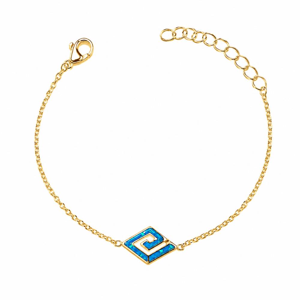 Γυναικείο Βραχιόλι Ρόμβος Blue Opal σε Χρυσό Χρώμα