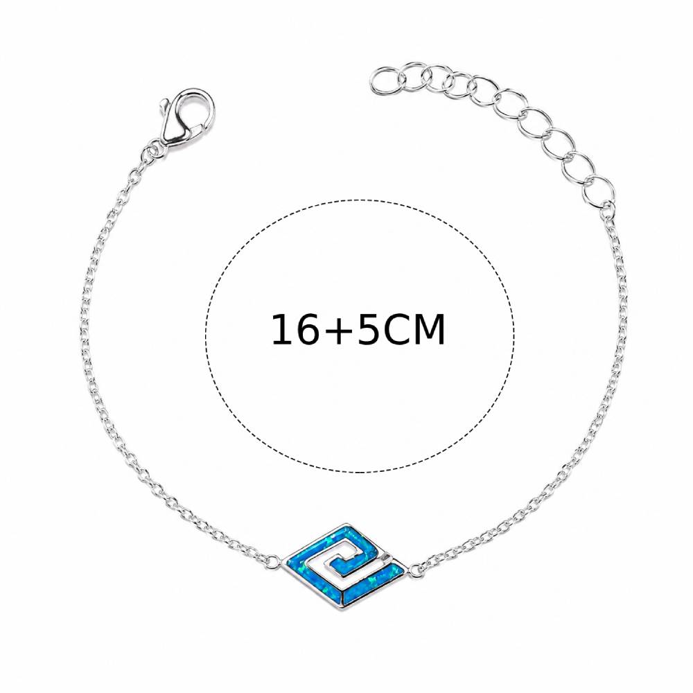 Γυναικείο Βραχιόλι Ρόμβος Blue Opal σε Ασημί Χρώμα