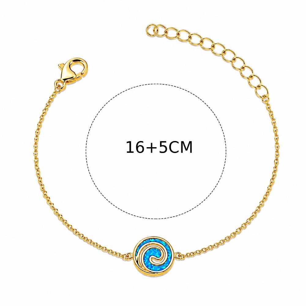 Γυναικείο Βραχιόλι Στρογγυλή Σπείρα Blue Opal σε Χρυσό Χρώμα