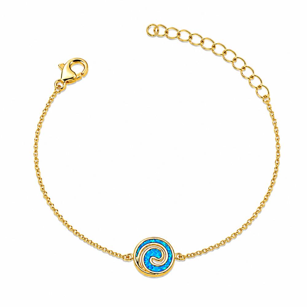 Γυναικείο Βραχιόλι Στρογγυλή Σπείρα Blue Opal σε Χρυσό Χρώμα