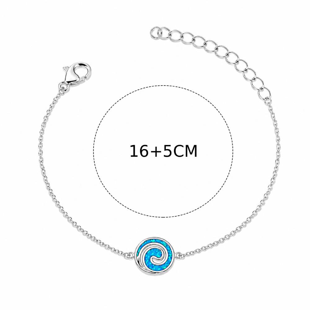 Γυναικείο Βραχιόλι Στρογγυλή Σπείρα Blue Opal σε Ασημί Χρώμα