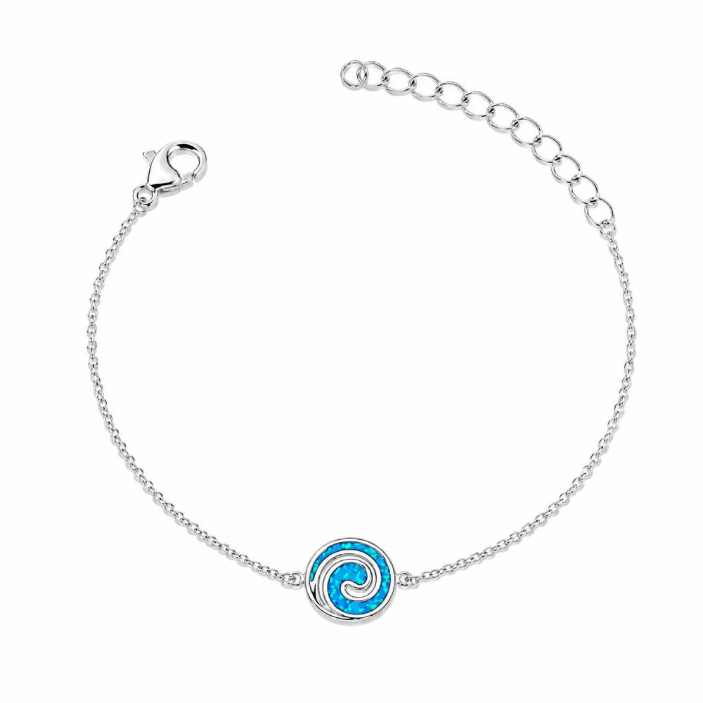 Γυναικείο Βραχιόλι Στρογγυλή Σπείρα Blue Opal σε Ασημί Χρώμα