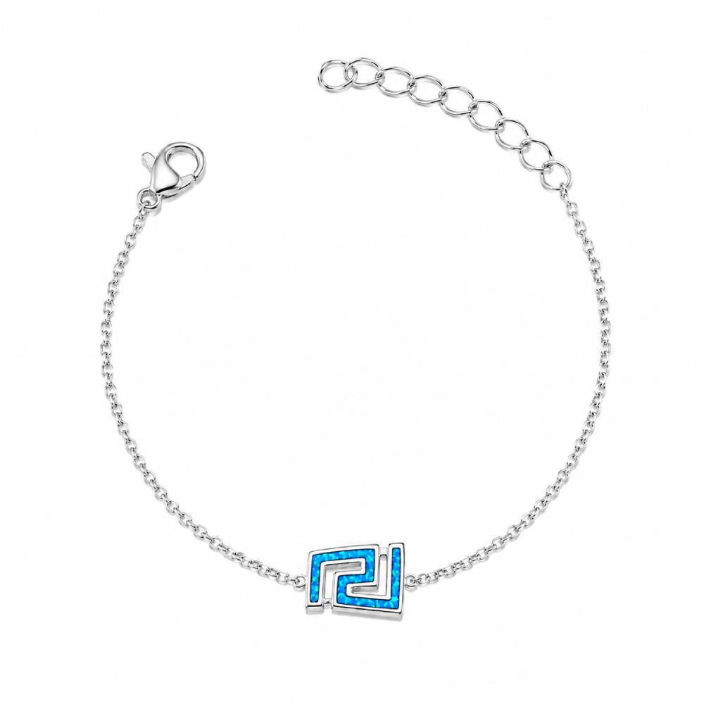 Γυναικείο Βραχιόλι Μαίανδρος Blue Opal σε Ασημί Χρώμα