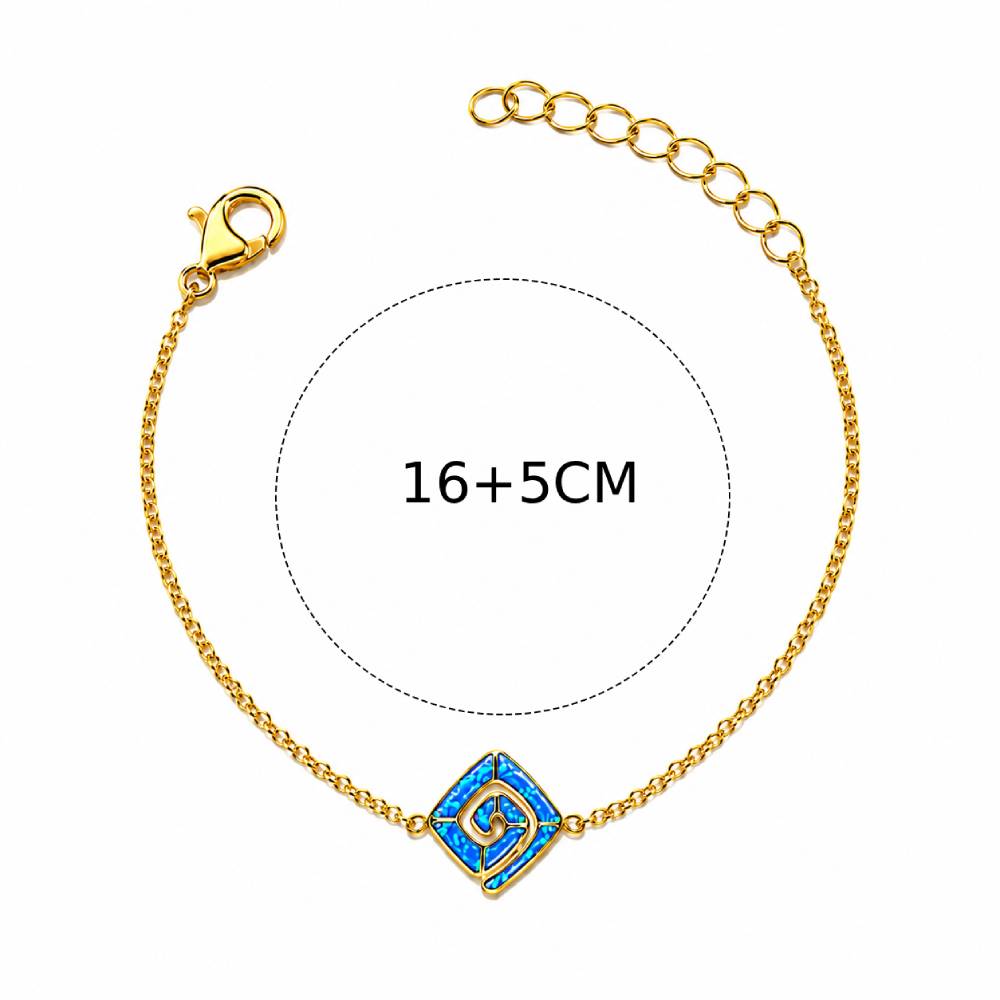 Γυναικείο Βραχιόλι Ρόμβος Σπείρα Blue Opal σε Χρυσό Χρώμα