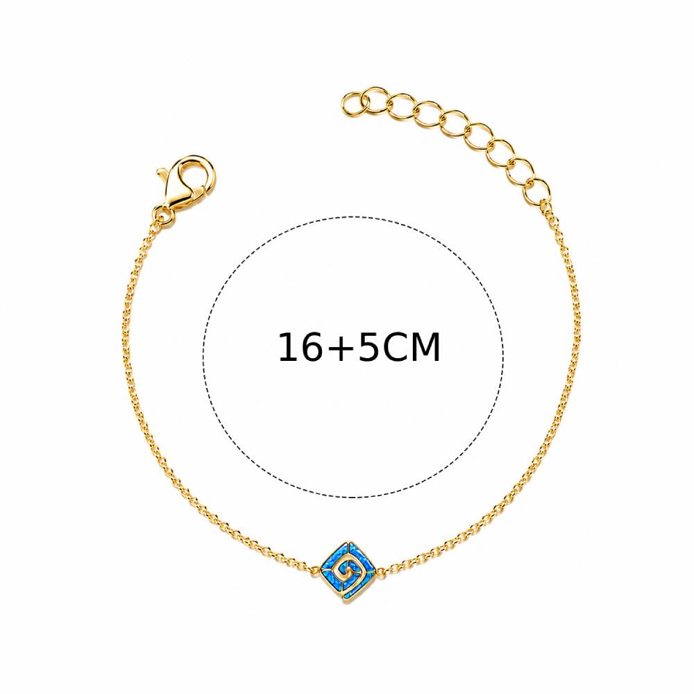 Γυναικείο Βραχιόλι Μίνι Ρόμβος Σπείρα Blue Opal σε Χρυσό Χρώμα
