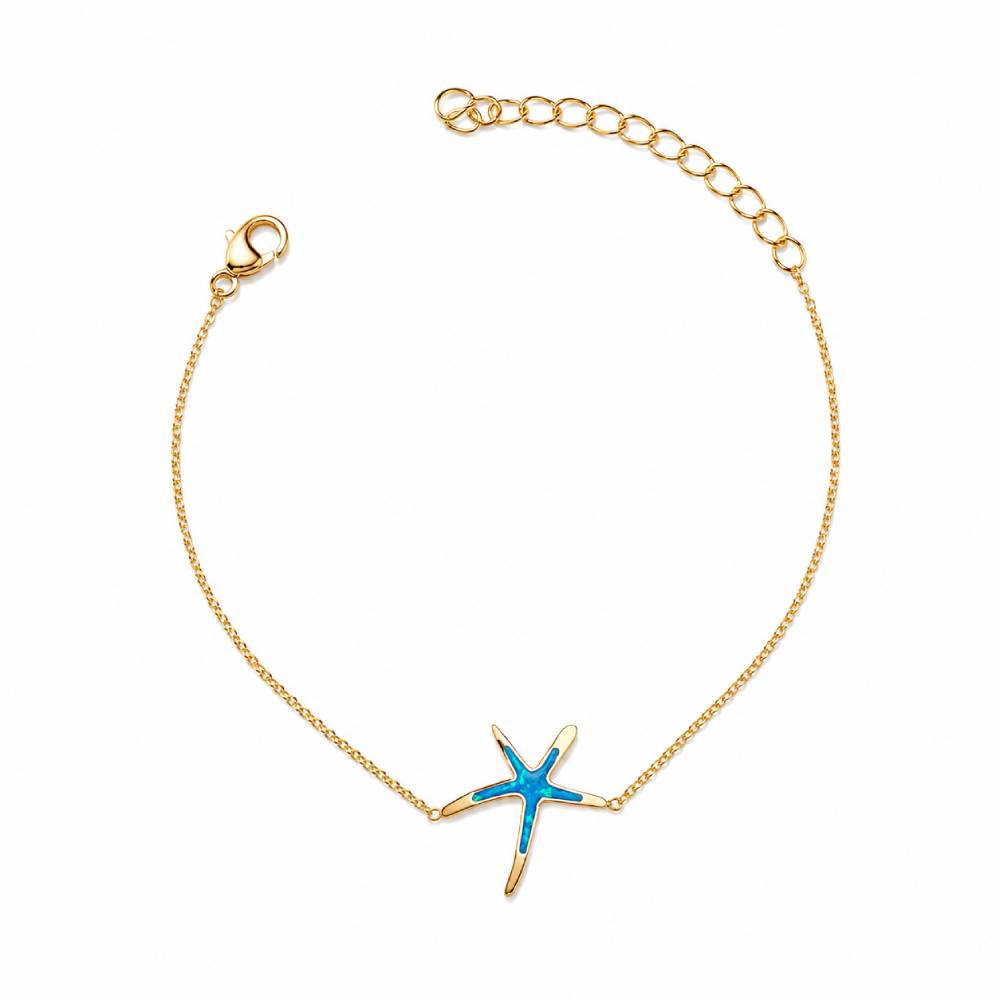 Γυναικείο Βραχιόλι Αστερίας Blue Opal σε Χρυσό Χρώμα