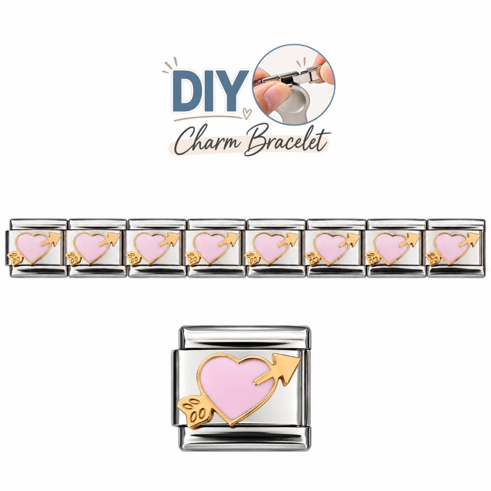 Ατσάλινα Στοιχεία DIY Βραχιολιού με Καρδιά και Βέλος