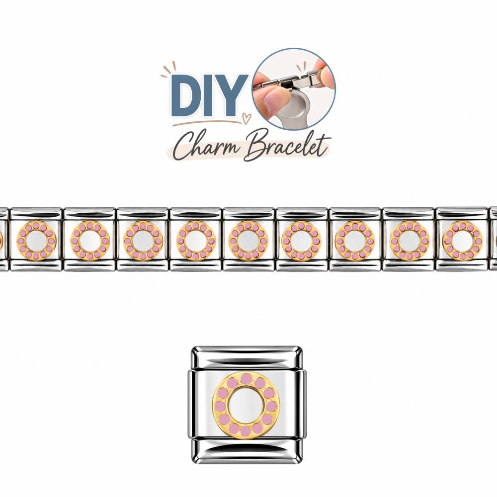 Ατσάλινα Στοιχεία DIY Βραχιολιού με Ροζ Κύκλο