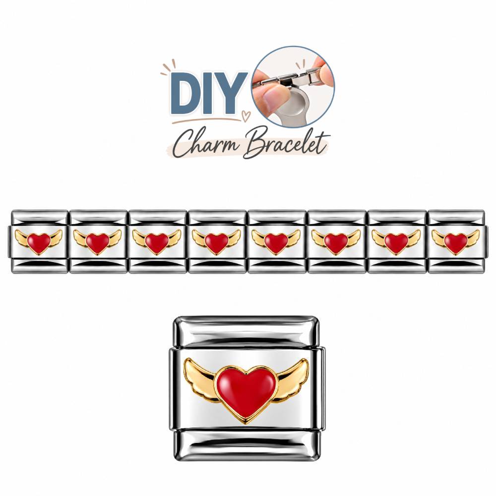 Ατσάλινα Στοιχεία DIY Βραχιολιού Καρδιά με Φτερά