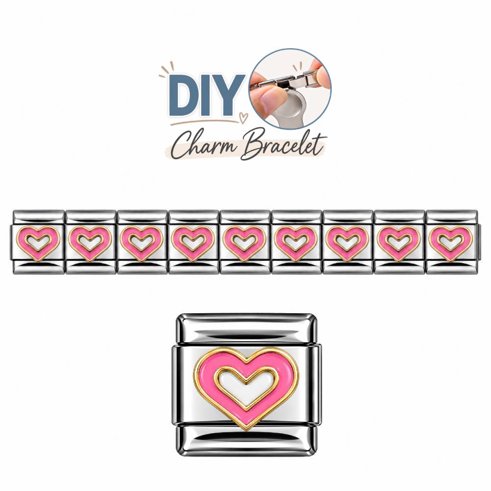 Ατσάλινα Στοιχεία DIY Βραχιολιού Ροζ Καρδιά
