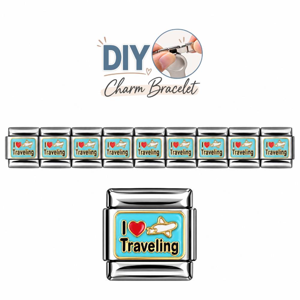 Ατσάλινα Στοιχεία DIY Βραχιολιού I Love Traveling