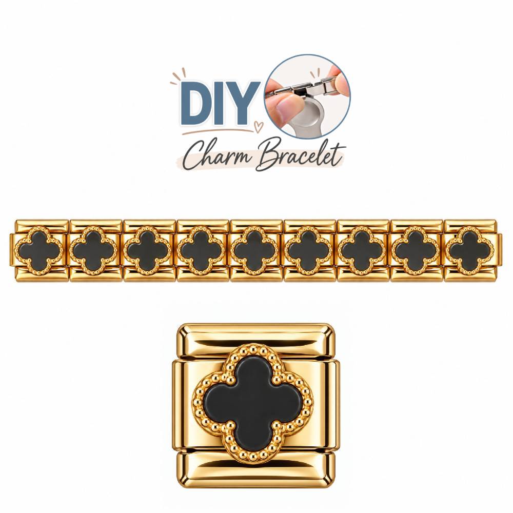 Ατσάλινα Στοιχεία DIY Βραχιολιού Σταυρός Μαύρος