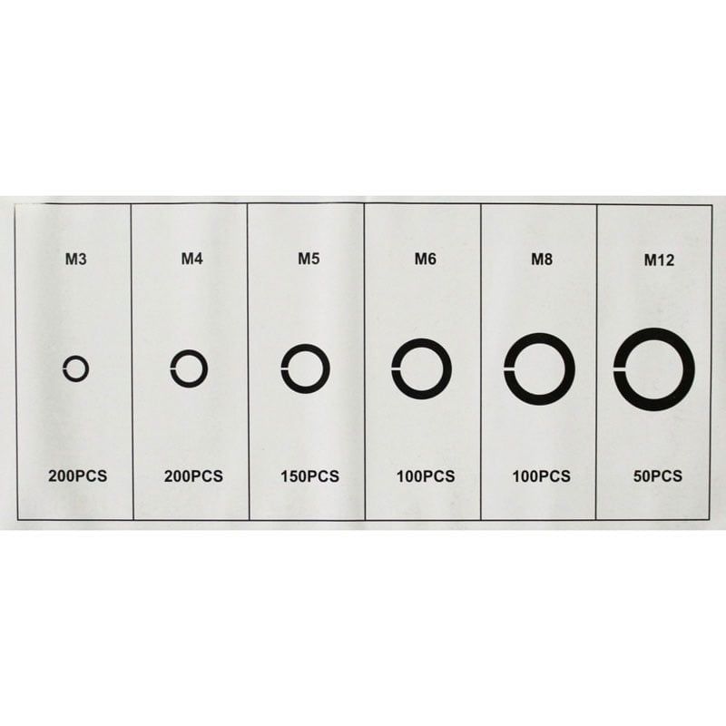 Σετ γκρόβερ γαλβανιζέ 800τμχ - Metric lock washer assortment