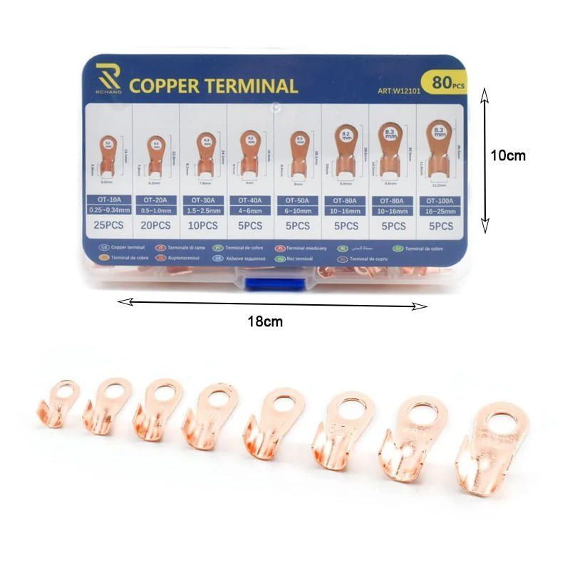 RChang Ακροδέκτες Οπής Χάλκινο 80τμχ W12101 - Copper terminal 80pcs