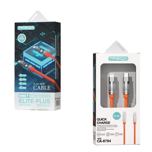 Treqa CA-8794 καλώδιο δεδομένων 1m Type-C σε Lighting - Elite Plus Cable