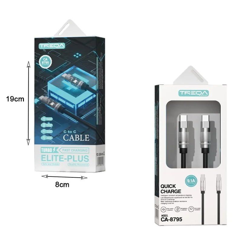 Treqa CA-8795 καλώδιο δεδομένων 1m Type-C σε Type-C - Elite Plus Cable Type-C to Type-C
