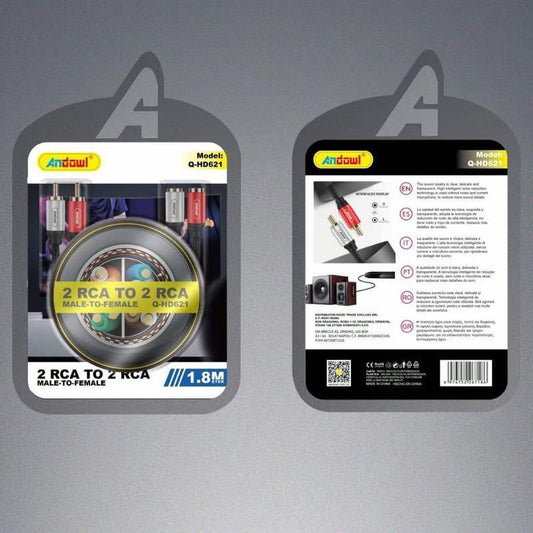 Andowl Καλώδιο 2 RCA σε 2RCA 2.0M - Cable male to female Q-HD621