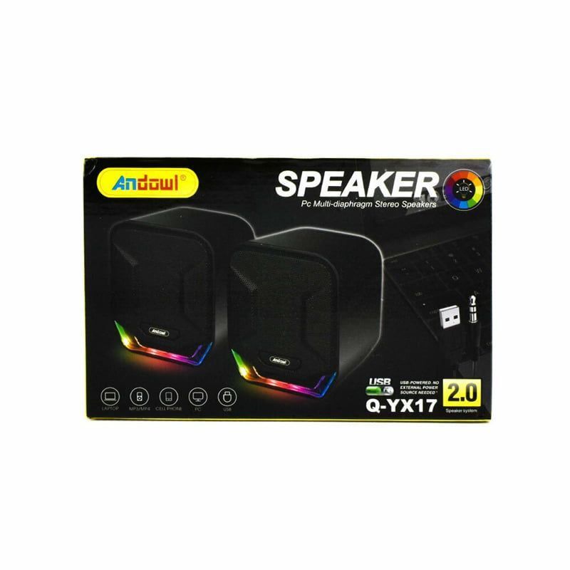 Andowl Ηχεία Υπολογιστή 2.0 με RGB Φωτισμό και Ισχύ 3W Q-YX17 - Speaker PC Multi-diaphragm Stereo