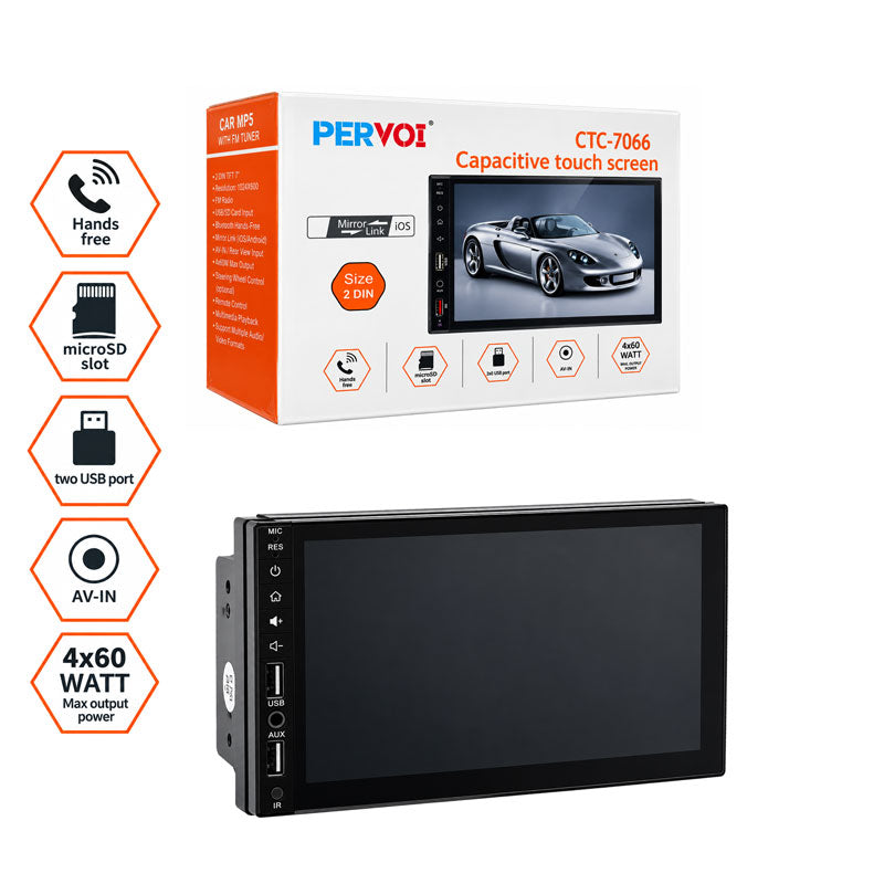 PerVoi Οθόνη Αυτοκινήτου 7" HD CTC-7066 - Capacitive touch screen