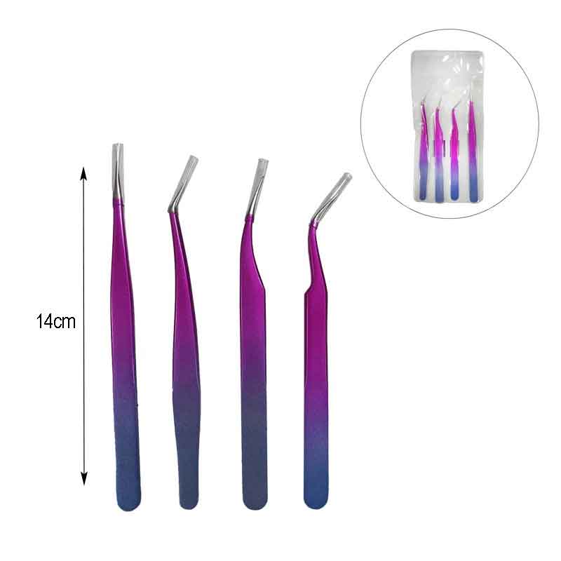 Σετ Τσιμπιδάκια για βλεφαρίδες 4τμχ - Eyelash Tweezers Set