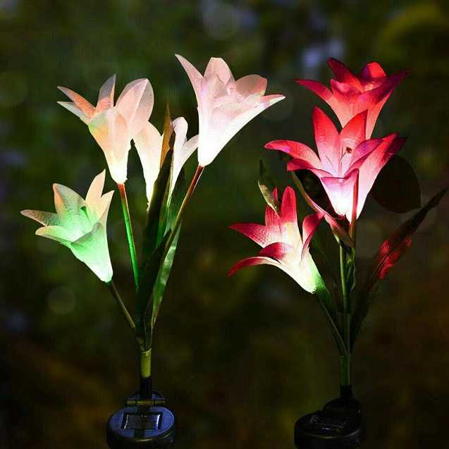 Φωτιζόμενα διακοσμητικά λουλούδια LED με ηλιακό πάνελ - 2pcs - 150272 - Red