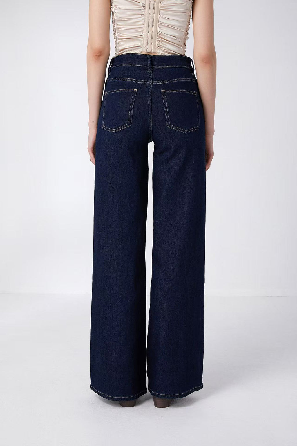 Adoro High Waisted Women's Jean Pants Flare Dark Blue