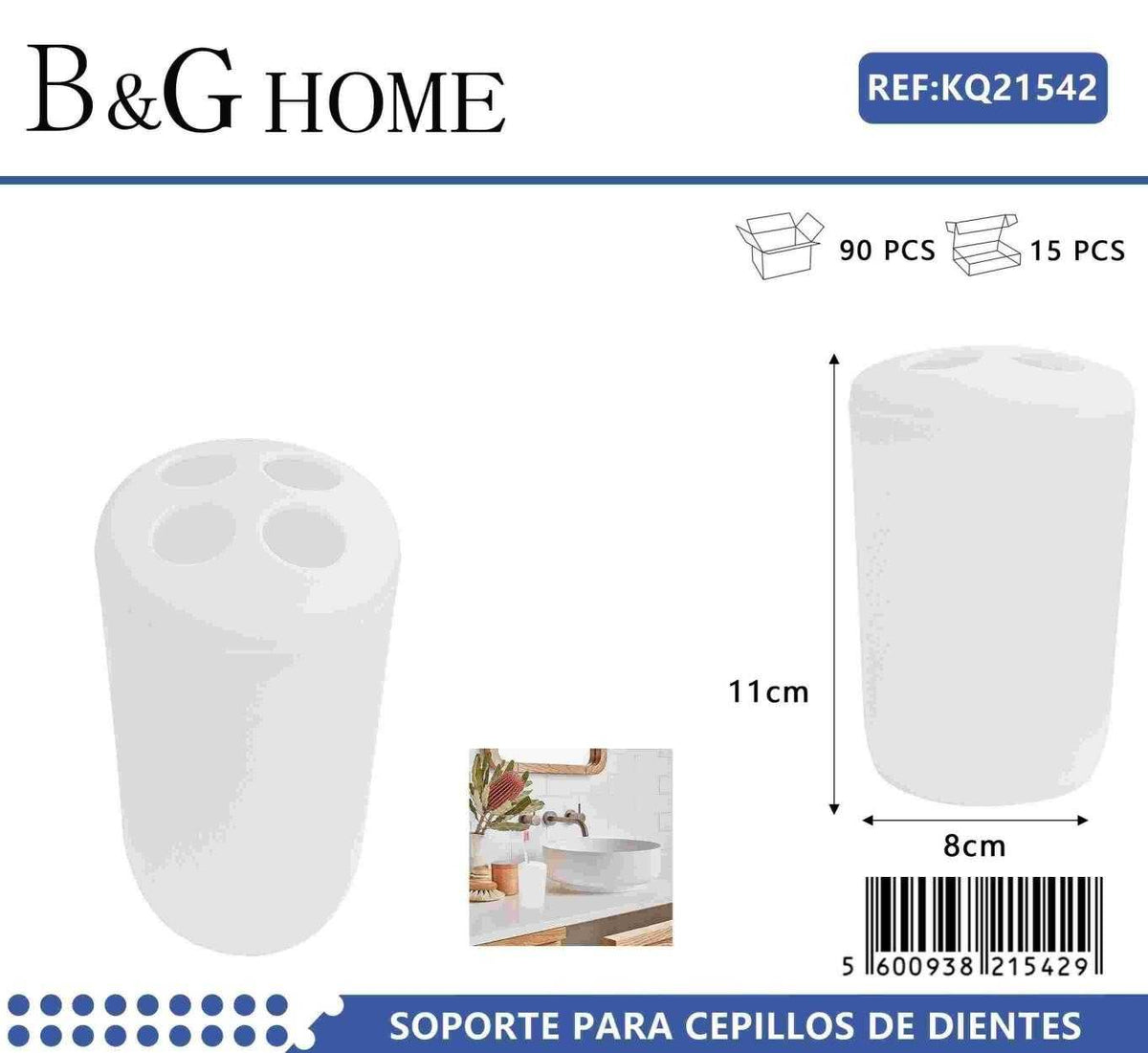 Θήκες οδοντόβουρτσας πλαστικές σε σετ 5Χ - White - 21542