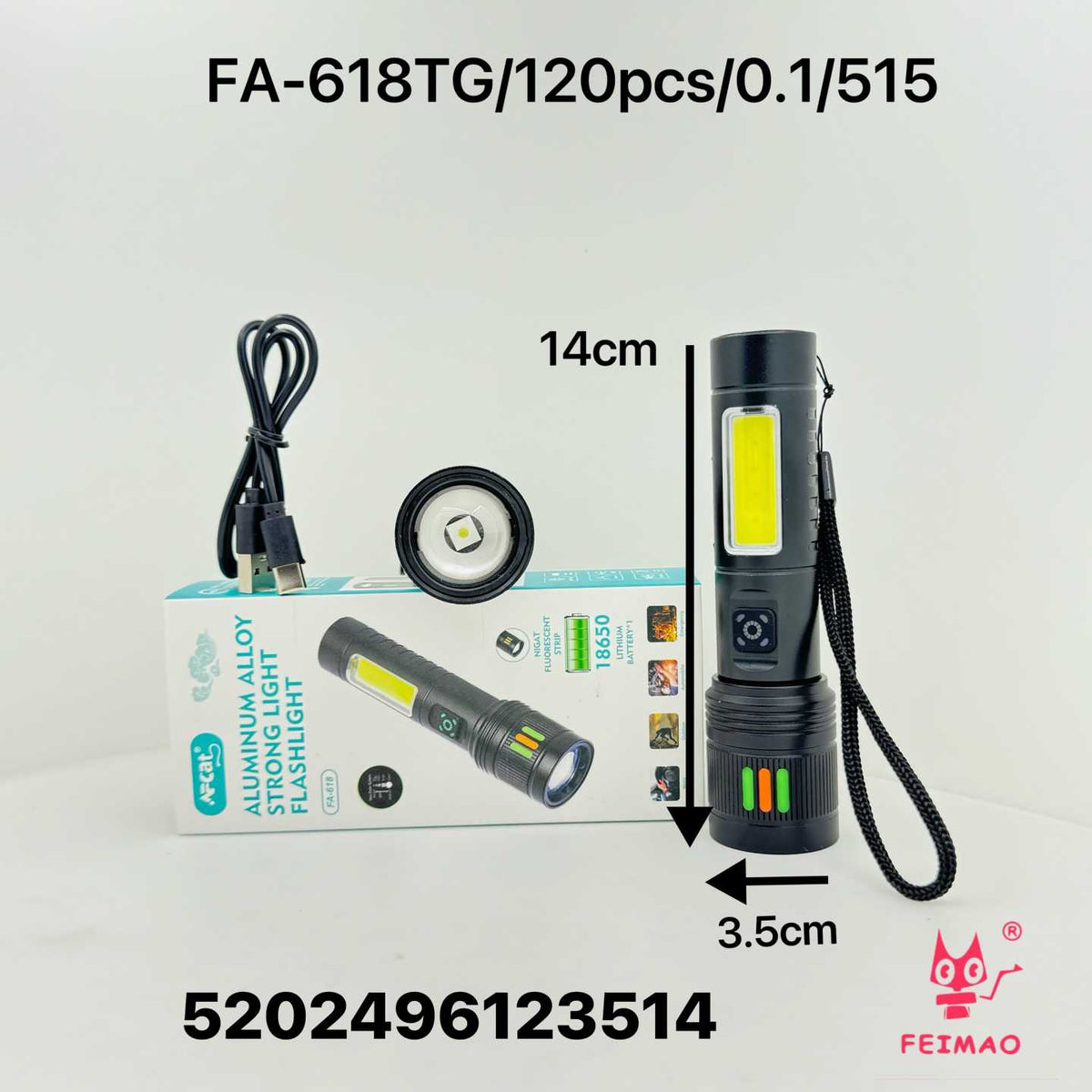 Επαναφορτιζόμενος φακός LED - FA-618 - 123514