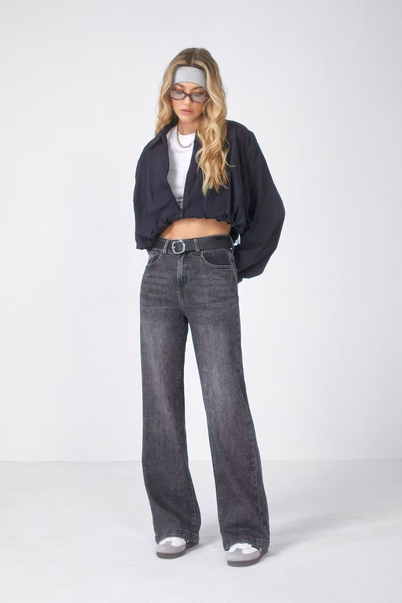 Mira High Waist Women's Jean Pants Gray