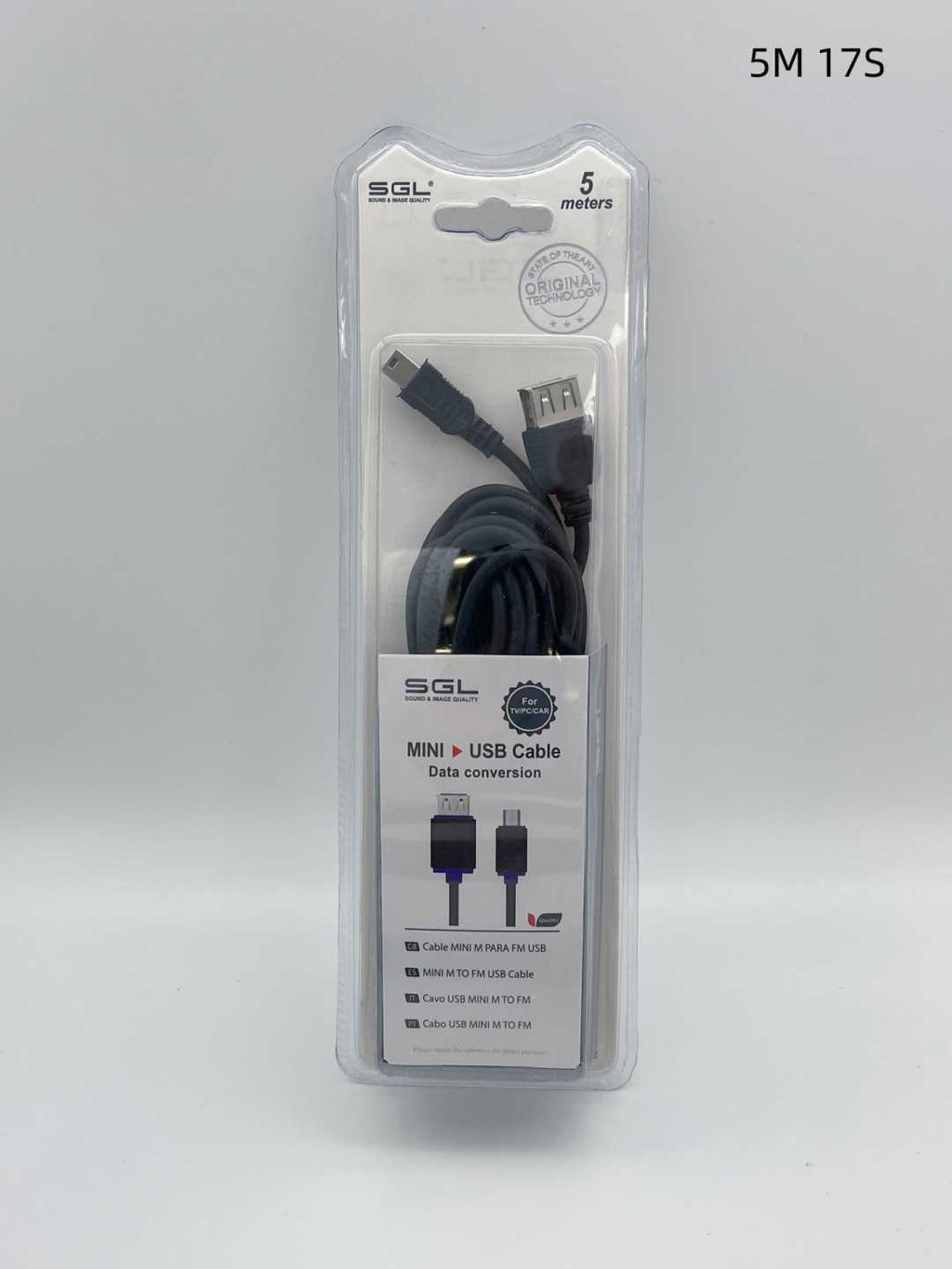 Καλώδιο μεταφοράς δεδομένων - Data - 17S - USB-A female/USB Mini male - 5m - 097503