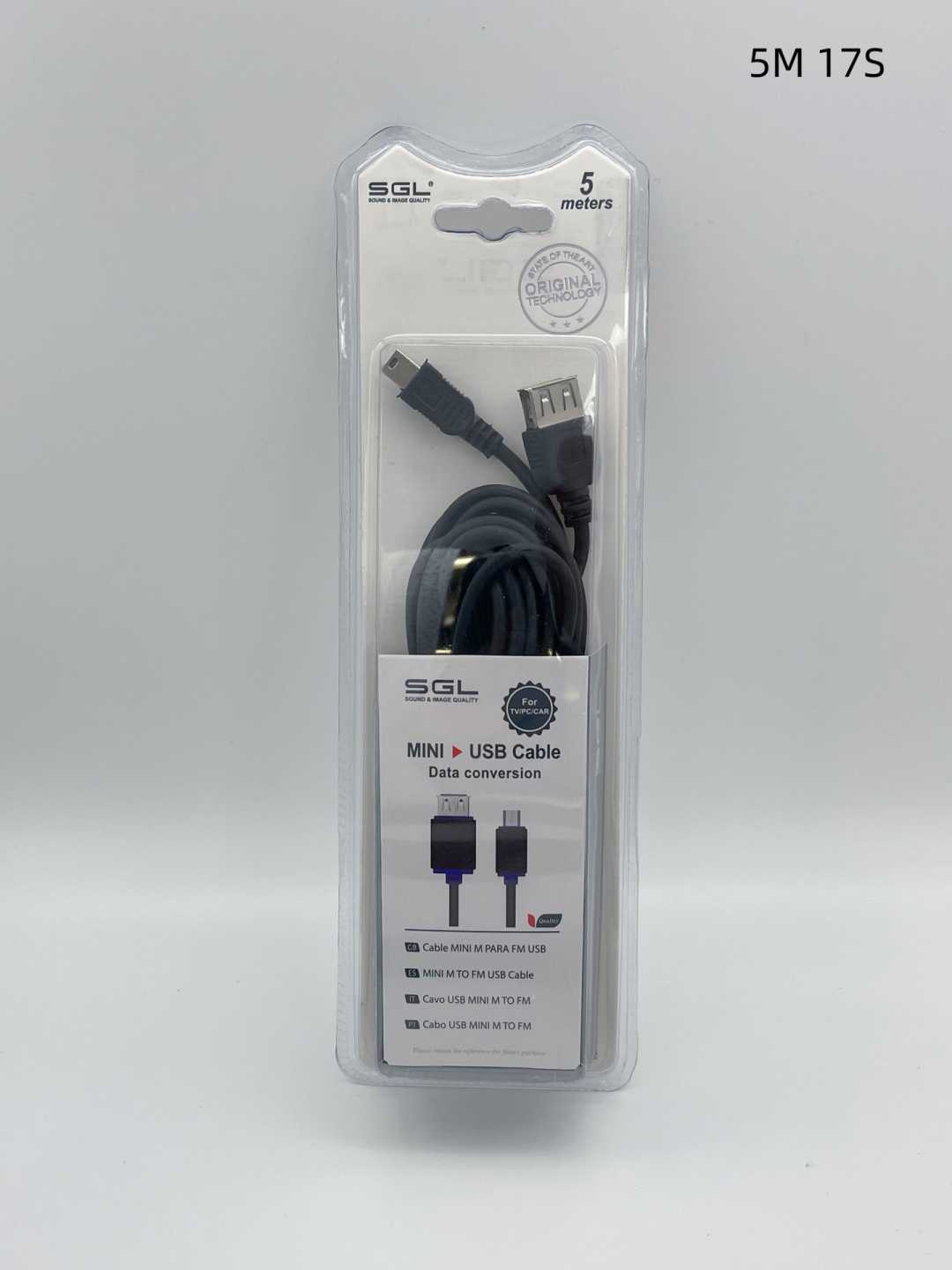 Καλώδιο μεταφοράς δεδομένων - Data - 17S - USB-A female/USB Mini male - 5m - 097503
