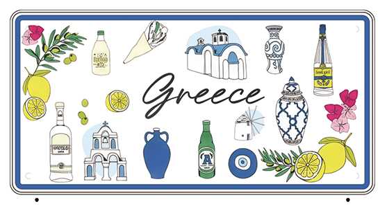 Μεταλλική πινακίδα Souvenir - 12pcs - Greece - 15x30cm - 181045
