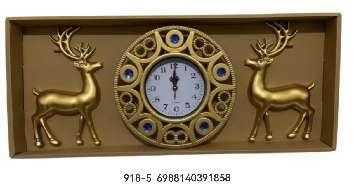 Ρολόι τοίχου με διακοσμητικά ελάφια - 3pcs - 918-5 - 391858 - Gold