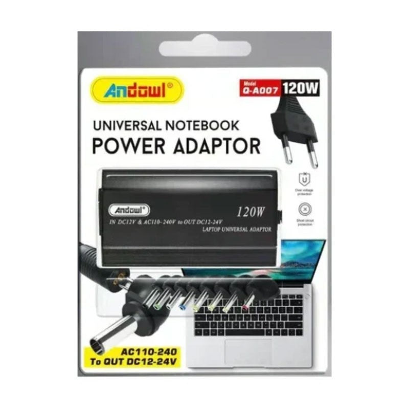 ANDOWL UNIVERSAL ΤΡΟΦΟΔΟΤΙΚΟ LAPTOP 120W ΜΕ 9 ΒΥΣΜΑΤΑ Q-A007 ΚΕΝΤΡΙΚΟ > ΕΙΔΗ ΥΠΟΛΟΓΙΣΤΩΝ > ΠΕΡΙΦΕΡΕΙΑΚΑ