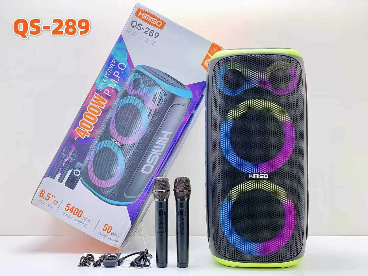Φορητό ηχείο subwoofer με 2 μικρόφωνα Karaoke - QS-289 - 260486 - Green ΕΙΔΗ ΤΕΧΝΟΛΟΓΙΑΣ>Ραδιόφωνα & Ηχεία>Φορητά subwoofer