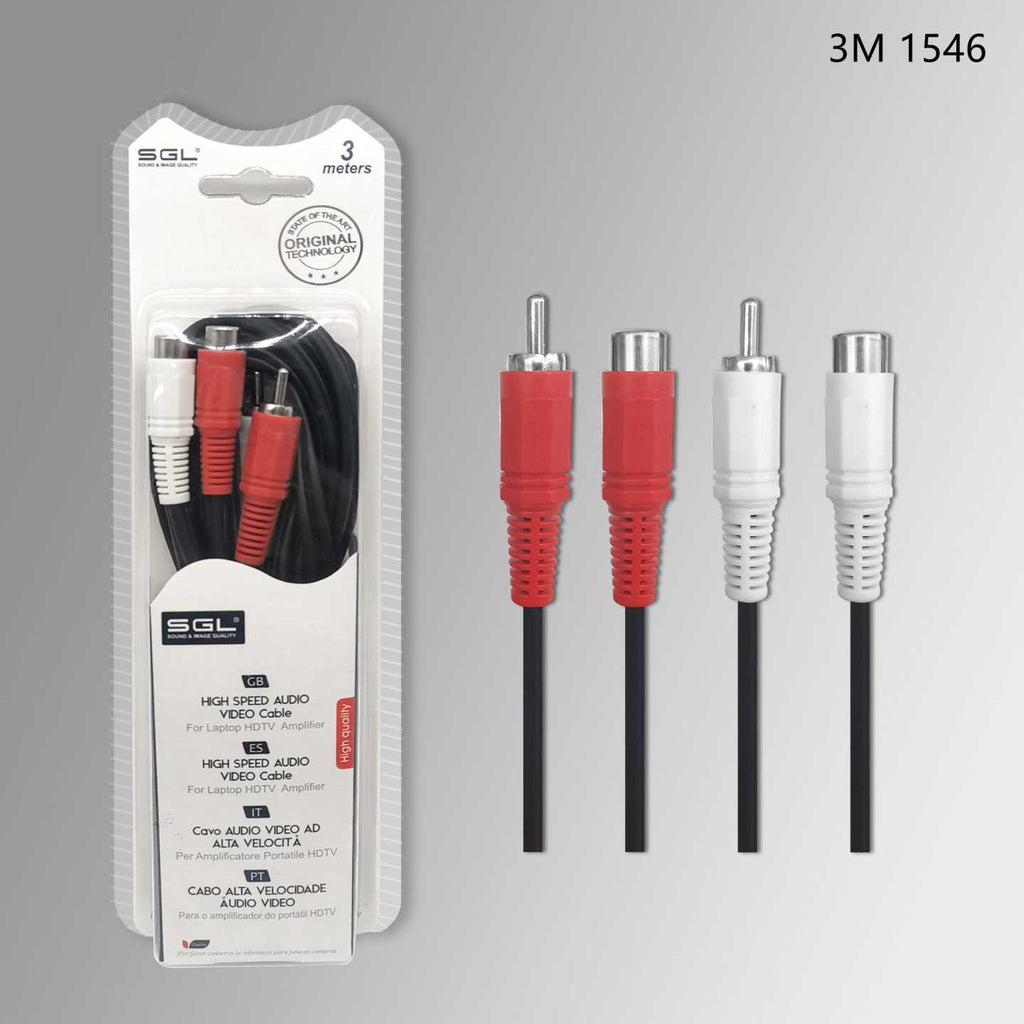 Καλώδιο σήματος RCA - 1546 - 2xRCA m-f/2xRCA m-f - 3m - 096230