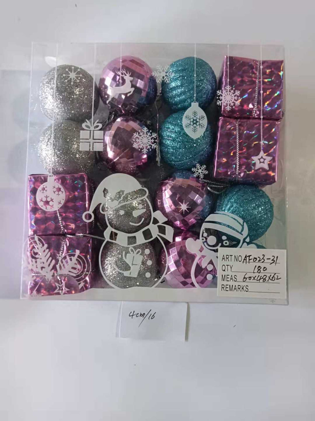 Σετ Χριστουγεννιάτικα στολίδια - 4cm - 16pcs - 023315