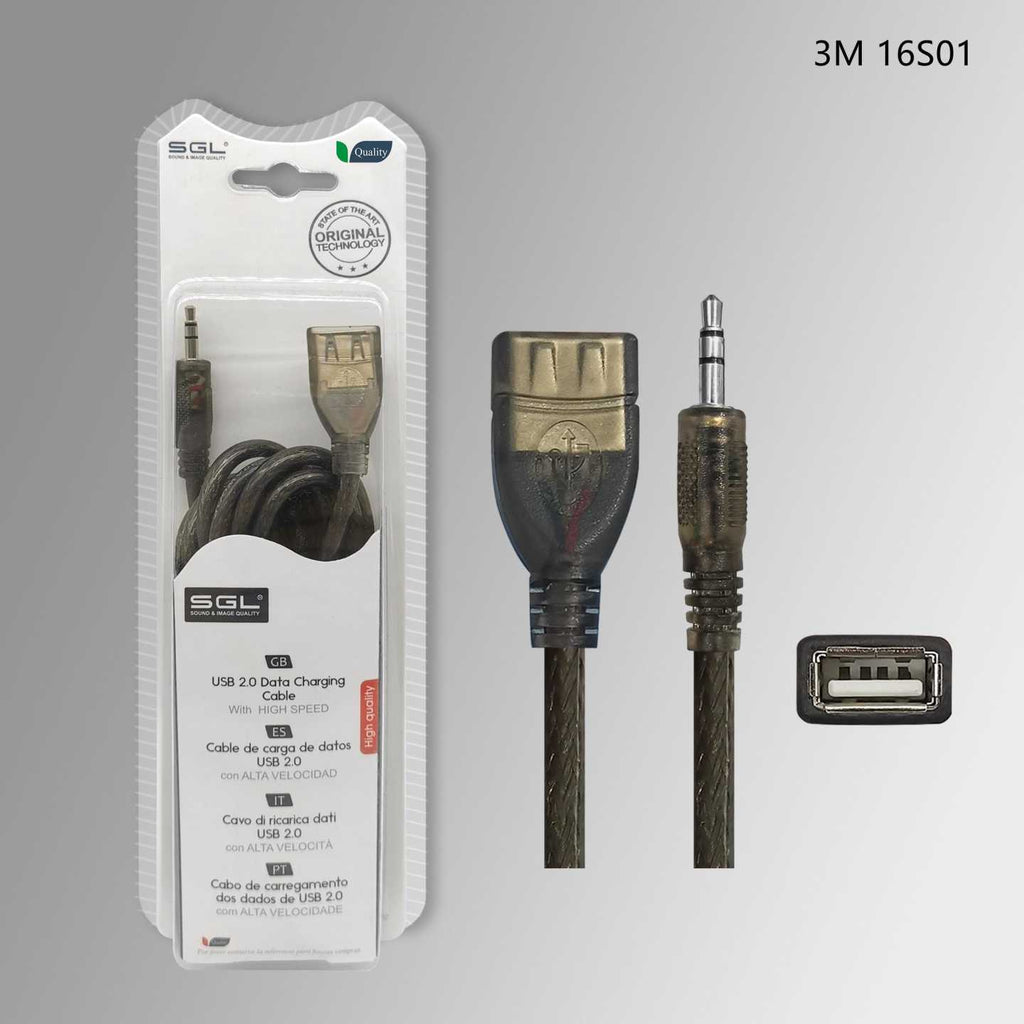 Καλώδιο ήχου - 16S - USB-A female/Jack 3.5mm male - 3m - 097466