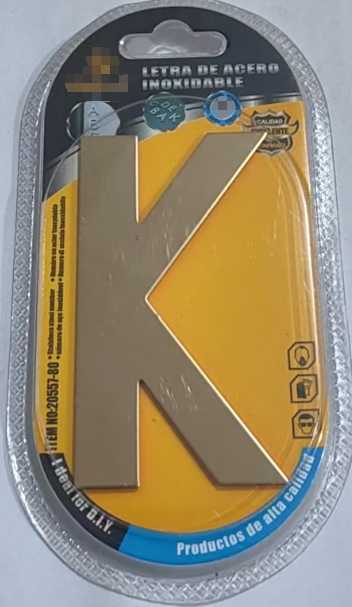 Αυτοκόλλητη μεταλλική πινακίδα γράμμα K - 8cm - Σετ 12 τεμάχια - 204346
