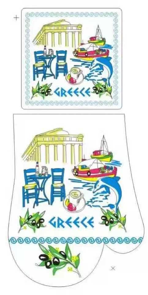 Γάντι & πιάστρα φούρνου Souvenir - Σετ 6pcs - Greece - 241828