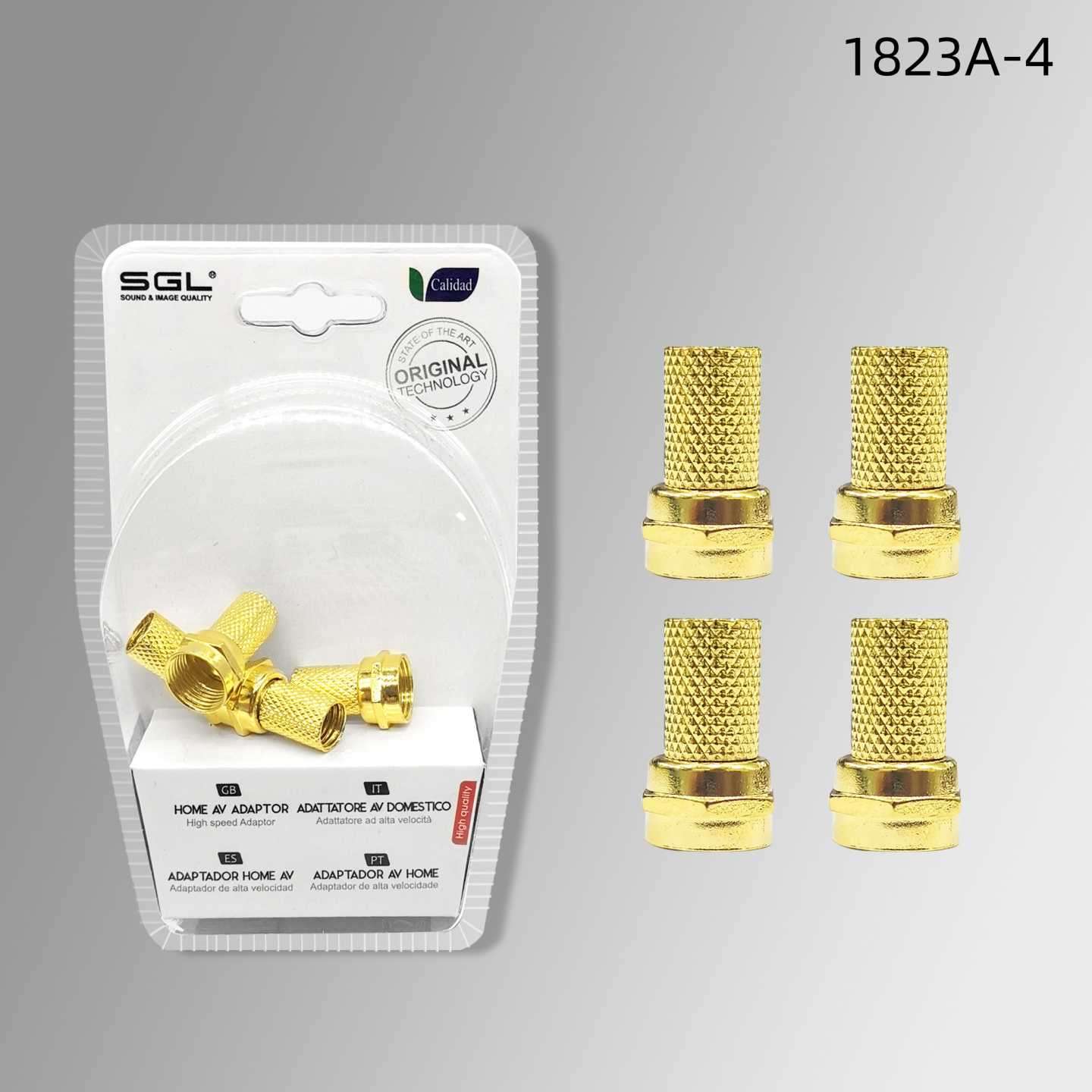 Βύσμα κεραίας TV Coaxial τύπου F - 4pcs - 1823A-4 - Gold - 098708