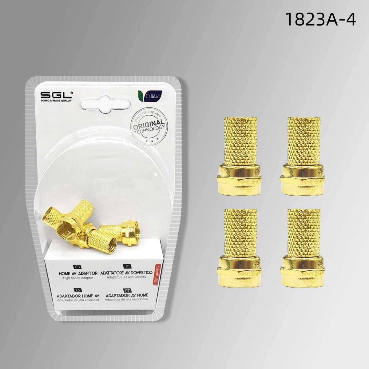 Βύσμα κεραίας TV Coaxial τύπου F - 4pcs - 1823A-4 - Gold - 098708