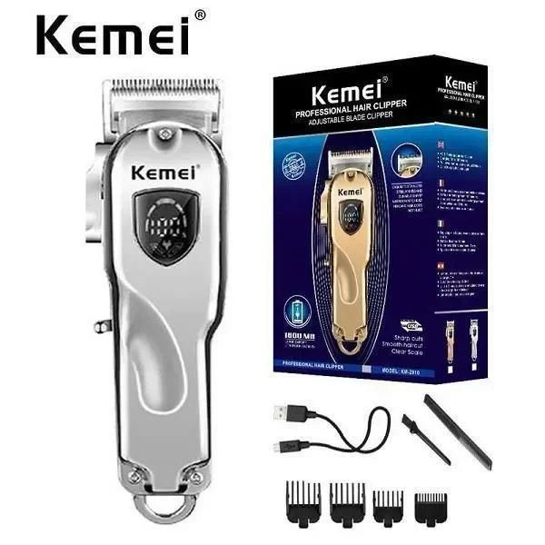 Kemei Επαγγελματική Επαναφορτιζόμενη Κουρευτική Μηχανή Ασημί KM-2010