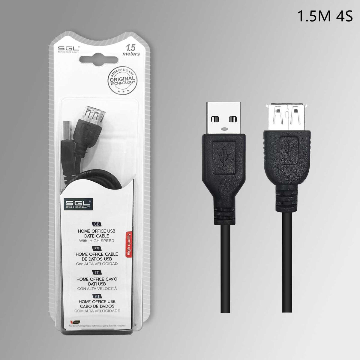 Καλώδιο USB 2.0 - 4S - Male/Female - 1.5m - 097213