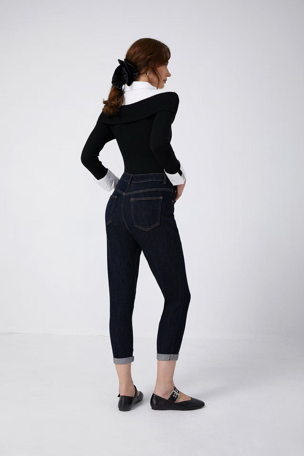 Adoro High Waisted Women's Jean Pants in Mom Fit Dark Blue