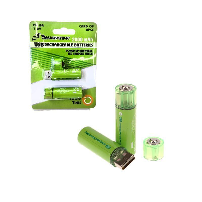 Επαναφορτιζόμενη μπαταρία USB Λιθίου Νi-AA 1.5V - 2000mAh - 2 τεμάχια - USB Rechargeable Battery