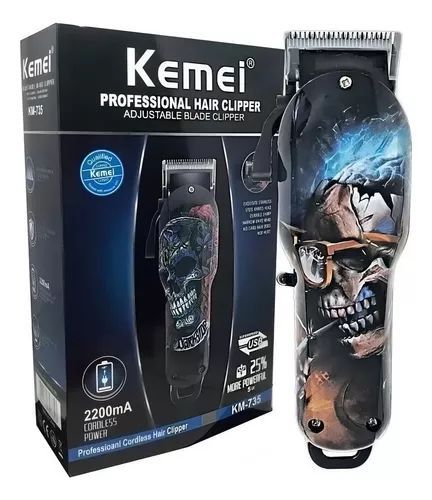 Kemei Επαγγελματική Επαναφορτιζόμενη Κουρευτική Μηχανή Μαύρη KM-735