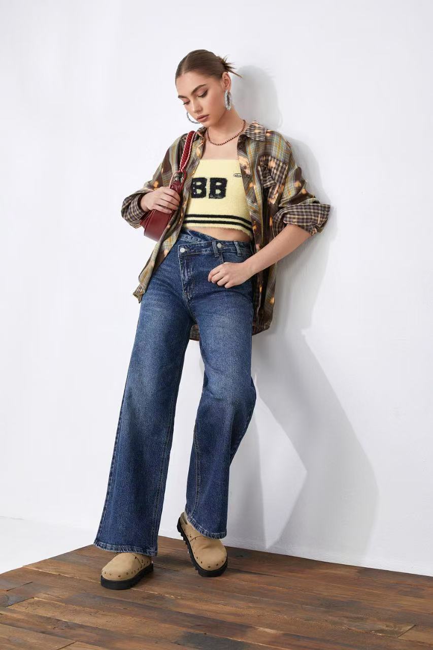 ADORO Women's Wide Leg Jeans Blue