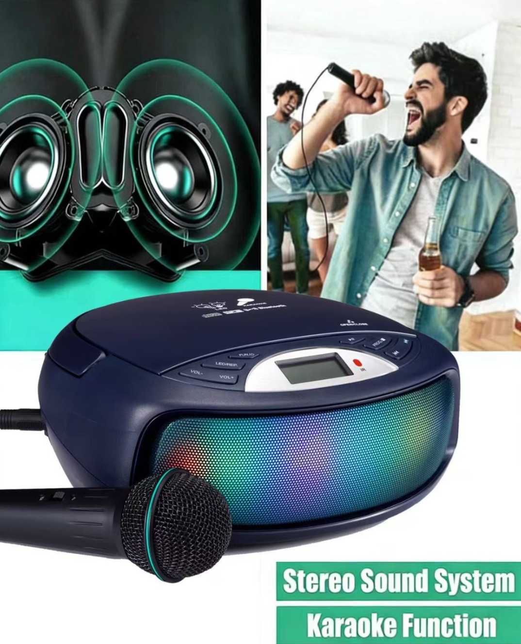 CD Player με Bluetooth & μικρόφωνο Karaoke - CD-P3032 - 730328 ΕΙΔΗ ΤΕΧΝΟΛΟΓΙΑΣ>Ραδιόφωνα & Ηχεία>Φορητά Ραδιόφωνα