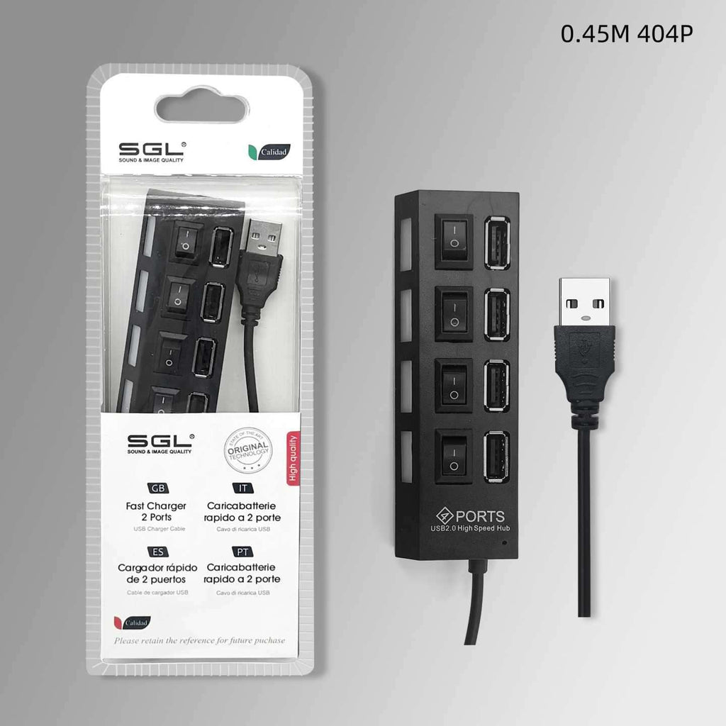 Αντάπτορας USB Hub με 4 θύρες και διακόπτες - 404P - 45cm - 095943